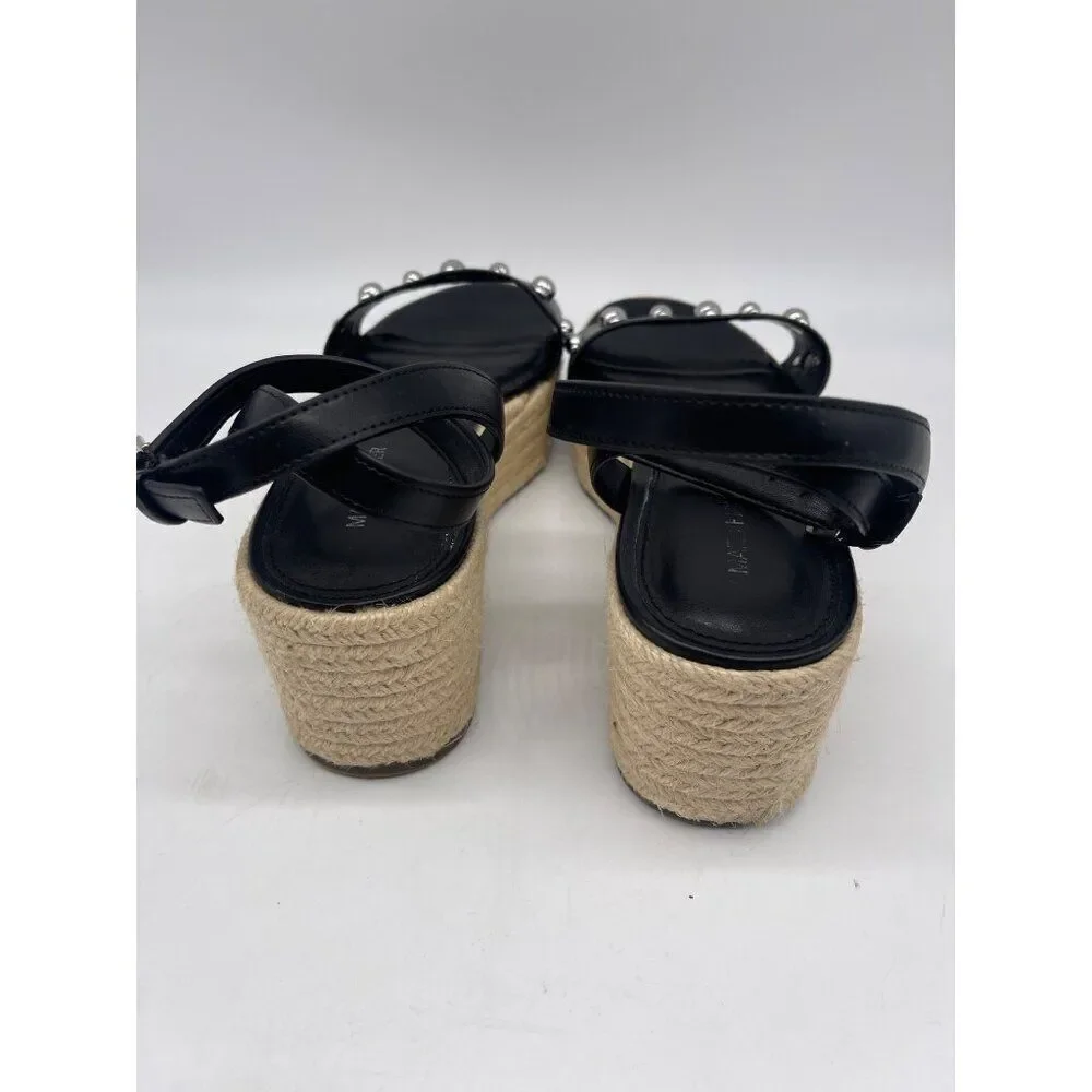 Marc Fisher Joyce Women Black Espadrille Studded Platform Slingback Sandal Size